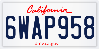 CA license plate 6WAP958
