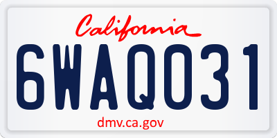 CA license plate 6WAQ031