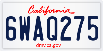 CA license plate 6WAQ275