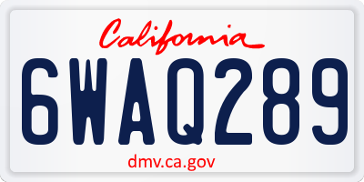 CA license plate 6WAQ289