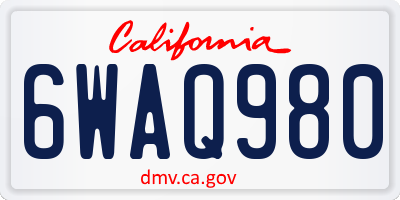 CA license plate 6WAQ980