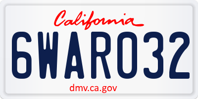 CA license plate 6WAR032