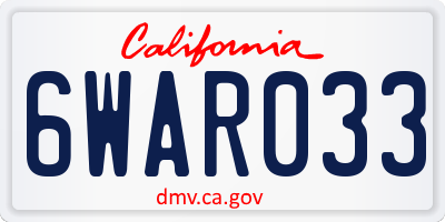 CA license plate 6WAR033