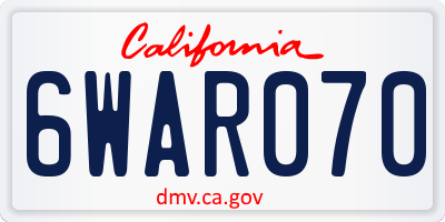 CA license plate 6WAR070