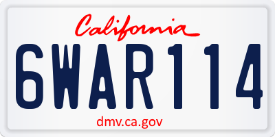 CA license plate 6WAR114