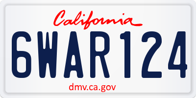 CA license plate 6WAR124