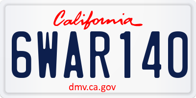 CA license plate 6WAR140