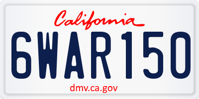 CA license plate 6WAR150