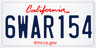 CA license plate 6WAR154