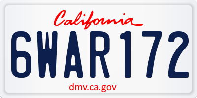 CA license plate 6WAR172