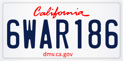 CA license plate 6WAR186