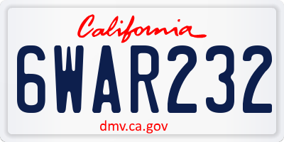 CA license plate 6WAR232