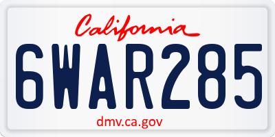 CA license plate 6WAR285