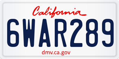 CA license plate 6WAR289
