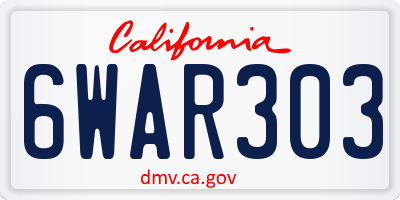 CA license plate 6WAR303