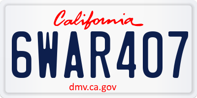 CA license plate 6WAR407