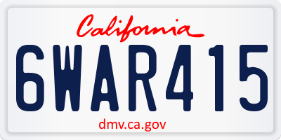 CA license plate 6WAR415