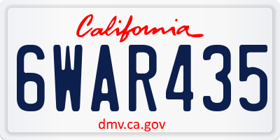 CA license plate 6WAR435