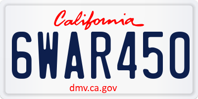 CA license plate 6WAR450