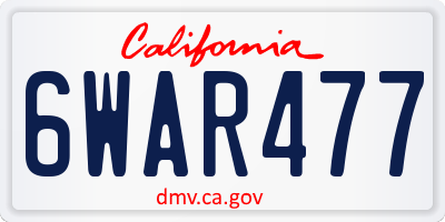 CA license plate 6WAR477