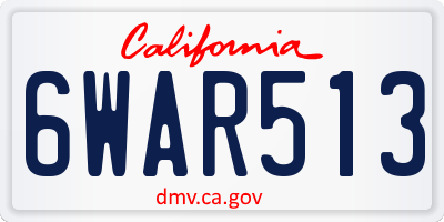 CA license plate 6WAR513