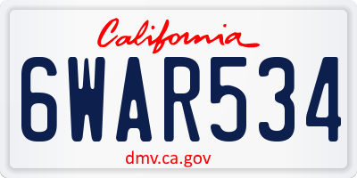 CA license plate 6WAR534