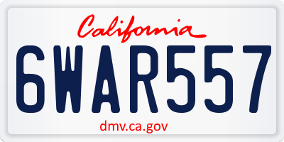 CA license plate 6WAR557