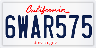 CA license plate 6WAR575