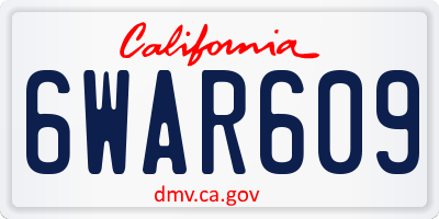 CA license plate 6WAR609