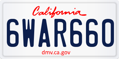 CA license plate 6WAR660