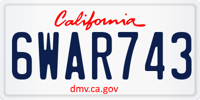 CA license plate 6WAR743