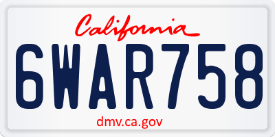 CA license plate 6WAR758