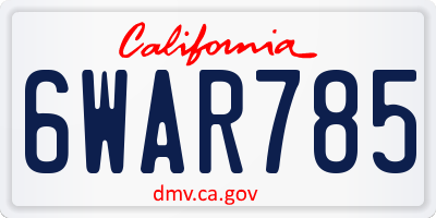 CA license plate 6WAR785