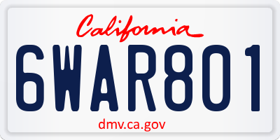 CA license plate 6WAR801