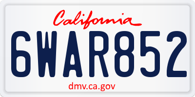 CA license plate 6WAR852
