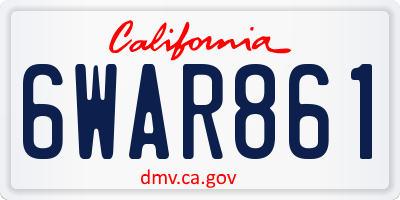 CA license plate 6WAR861
