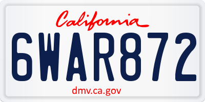 CA license plate 6WAR872