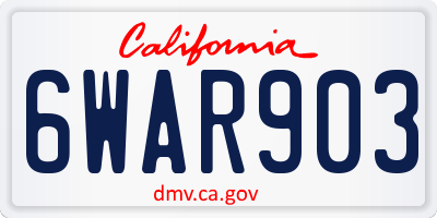 CA license plate 6WAR903