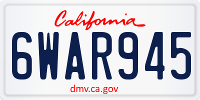 CA license plate 6WAR945