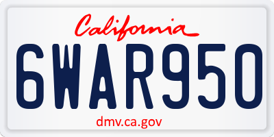 CA license plate 6WAR950