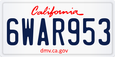 CA license plate 6WAR953
