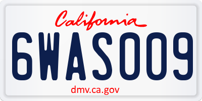 CA license plate 6WAS009