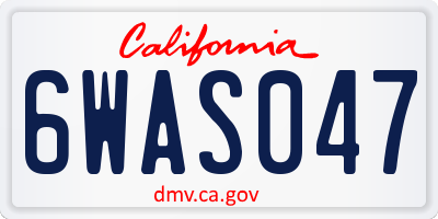 CA license plate 6WAS047