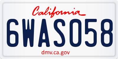 CA license plate 6WAS058
