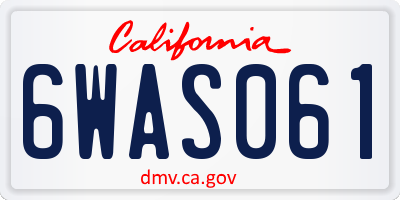 CA license plate 6WAS061