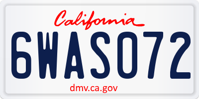 CA license plate 6WAS072