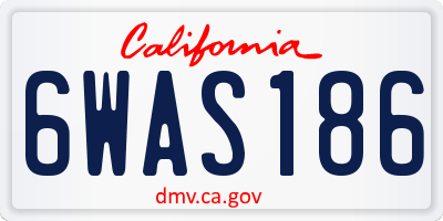 CA license plate 6WAS186