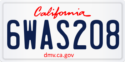 CA license plate 6WAS208