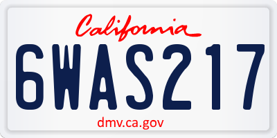 CA license plate 6WAS217
