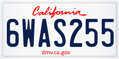 CA license plate 6WAS255